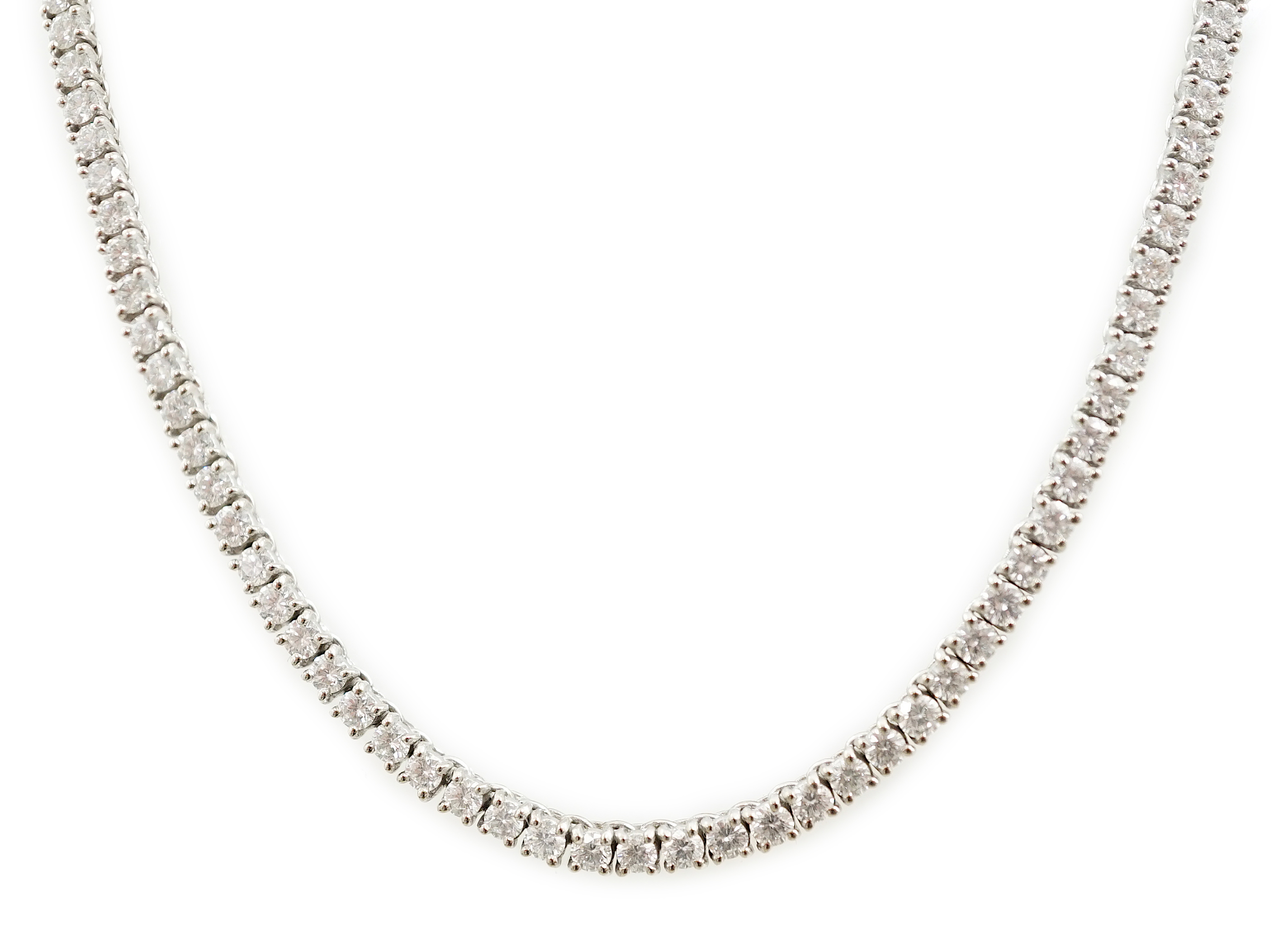 A modern Cartier 18ct white gold and diamond line choker necklace, with Cartier box and certificate dated 14/3/03